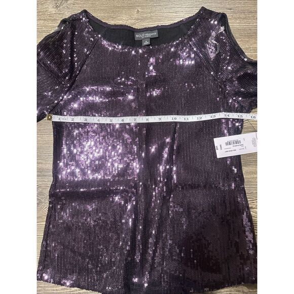Bold Elements Size Small Purple Sequined Arm Cutout Blouse Top. NWT. Z - Picture 6 of 8